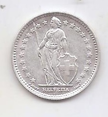 SUIZA DEL AÑO 1945 DE 1 FRANCO